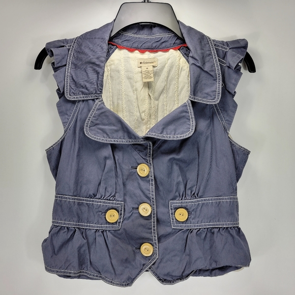 elevenses Tops - Elevenses Anthropologie Ruffle Button Top Womens 8 Dainty Festival Prairie Boho